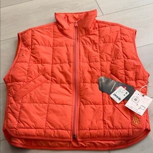 Free People Packable Coral (Summer Poppy) Quilted Vest SZ XS